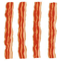 Fried bacon slices isolated on white background. Vector