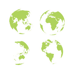 Earth globe set isolated on white background