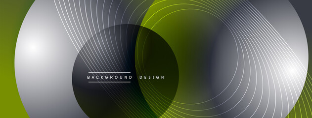 Gradient circles with shadows. Vector techno abstract background. Modern overlapping forms wallpaper background, design template