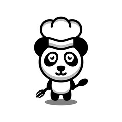 Simple Mascot Vector Logo Design of Panda Chef