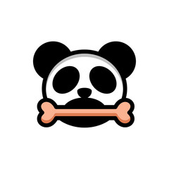 Simple Mascot Vector Logo Design of Panda eating bone