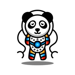 Desain Logo Vektor Maskot Sederhana Panda Robotic