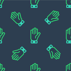 Line Firefighter gloves icon isolated seamless pattern on blue background. Protect gloves icon. Vector