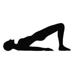 Exercise pose silhouette vector illustration isolated on white background. Exercise icon. Yoga pose.