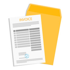 Invoice and file folder isolated on white background. Payment and bill invoice concept