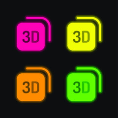3d four color glowing neon vector icon