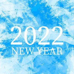 Banner for 2022 on aquarelle vector background. Frosty icy background. Bright blue backdrop, imitation of watercolor painting. Text can be changed. Isolated on different layers