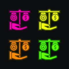Balance four color glowing neon vector icon