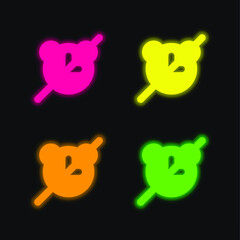 Alarm Off four color glowing neon vector icon