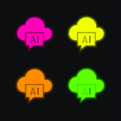 AI four color glowing neon vector icon