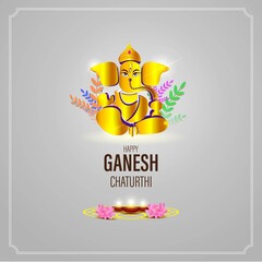 VECTOR ILLUSTRATION FOR INDIAN LORD GANESHA FESTIVAL HAPPY GANESHA CHATURTHI MEANS "HAPPY GANESH CHATURTHI".