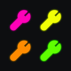Adjust four color glowing neon vector icon