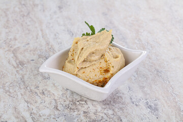 Traditional Jewish Hummus with olive oil