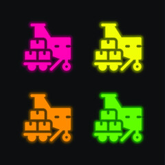 Air four color glowing neon vector icon