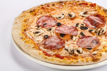 Italian Pizza with sausages and cheese