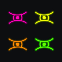 Animal Eye Shape four color glowing neon vector icon