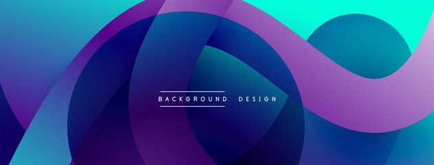 Abstract overlapping lines and circles geometric background with gradient colors