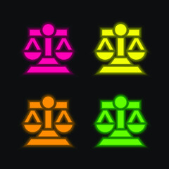 Balance four color glowing neon vector icon