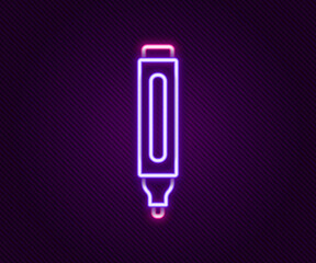 Glowing neon line Marker pen icon isolated on black background. Colorful outline concept. Vector
