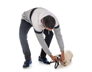 jack russel terrier and man