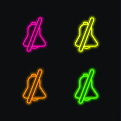 Bell With A Slash four color glowing neon vector icon