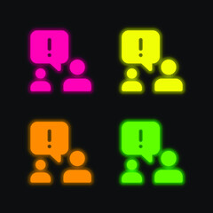 Alert four color glowing neon vector icon