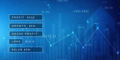 2d rendering Stock market online business concept. business Graph 
