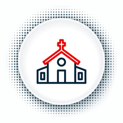 Line Church building icon isolated on white background. Christian Church. Religion of church. Colorful outline concept. Vector