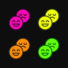 Attitude four color glowing neon vector icon