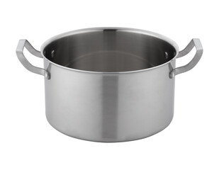 modern classic cookware product like new technology pan fry, big soup pot, rack and spatula on...