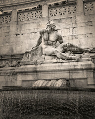 Water fountain of The Altare della Patria monument (Altar of the Fatherland),  also known as the Monumento Nazionale a Vittorio Emanuele II (National Monument to Victor Emmanuel II)  in Rome, Italy