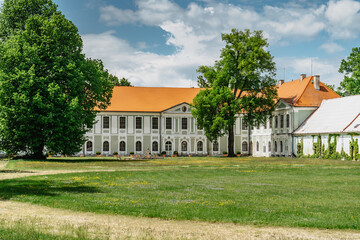 Fototapeta na wymiar Baroque castle of Jemcina in South Bohemia,Czech Republic,surrounded by beautiful park.Popular tourist place for summer vacation