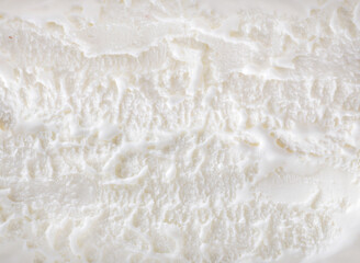 White ice cream close-up background. Top view.
