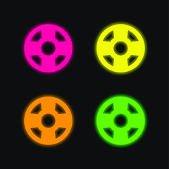 Beach Float four color glowing neon vector icon