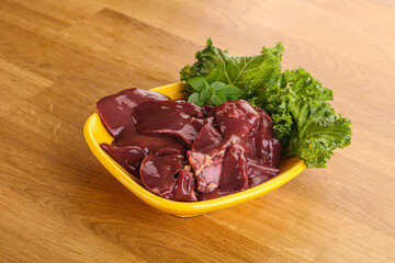 Raw chicken liver in the bowl