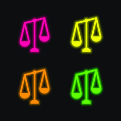 Balance four color glowing neon vector icon
