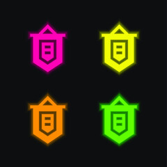 Banner four color glowing neon vector icon