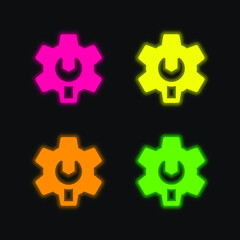 Obraz premium Admin four color glowing neon vector icon