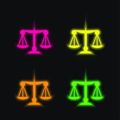 Balance four color glowing neon vector icon