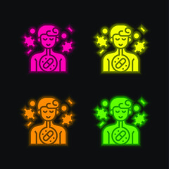 Antibiotic four color glowing neon vector icon