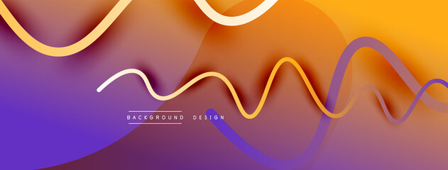 Abstract gradient background with wave line with shadow effect. Geometric composition. 3D shadow effects and fluid gradients