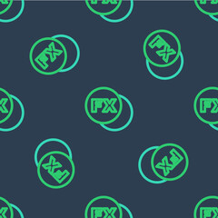 Line Photo camera fx icon isolated seamless pattern on blue background. Foto camera. Digital photography. Vector