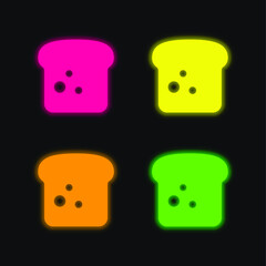 Bread four color glowing neon vector icon
