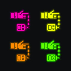 Blood Test four color glowing neon vector icon