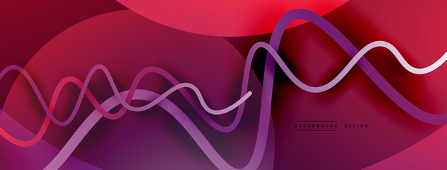 Abstract gradient background with wave line with shadow effect. Geometric composition. 3D shadow effects and fluid gradients