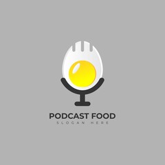 Logo Design Combination of microphone and egg podcast