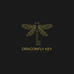 Key Fly Dragonfly Wings Secret Security Logo Symbol