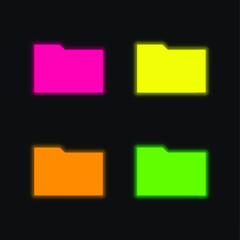 Fototapeta na wymiar Black Folder four color glowing neon vector icon