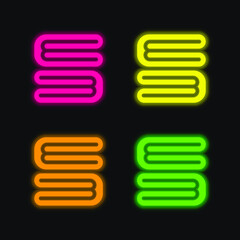 Blanket four color glowing neon vector icon