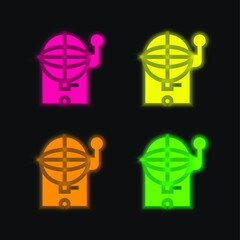 Bingo four color glowing neon vector icon